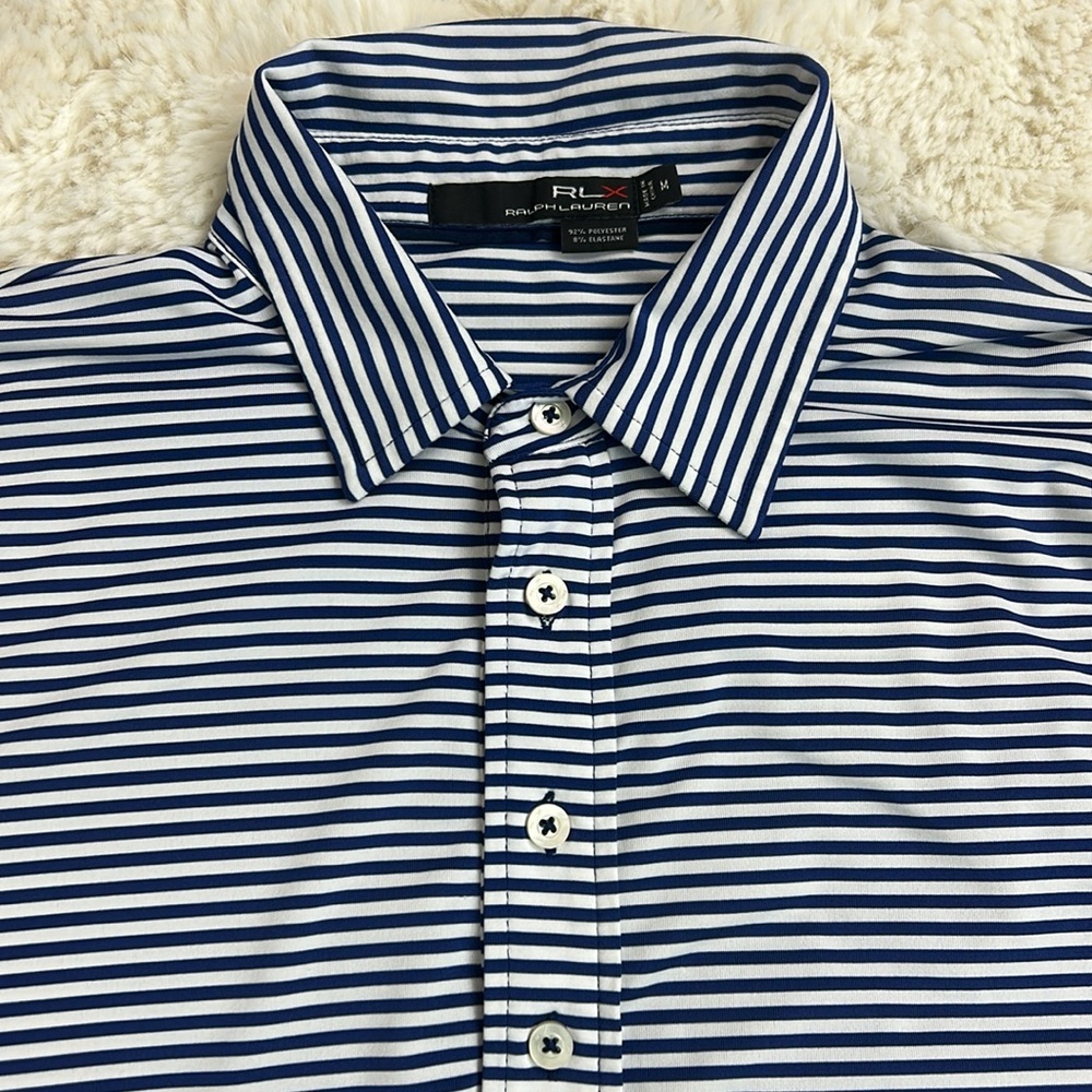 RLX Ralph Lauren Men’s Classic Fit Performance Wicking Striped Polo Shirt Size M